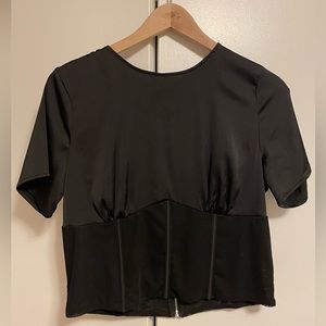 Corset blouse with mesh
